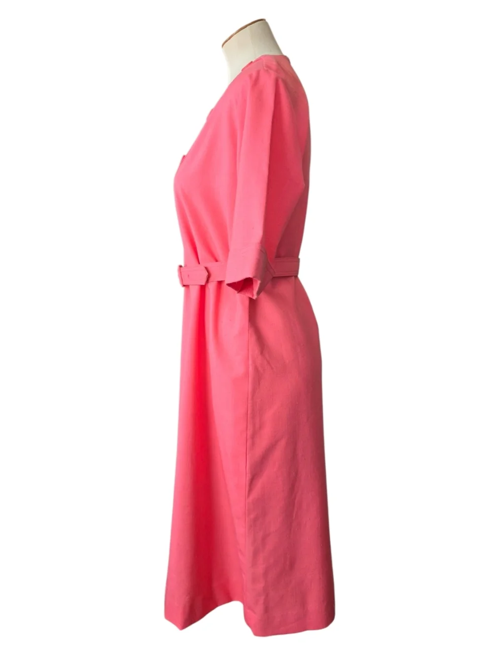 Vintage 1960s Hal Hardin Pink A-Line Dress Belted Mod Shift Womens Size 12- 14 - Picture 5 of 12